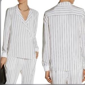 Tibi Silk Wrap effect Top Blouse Long Sleeves S